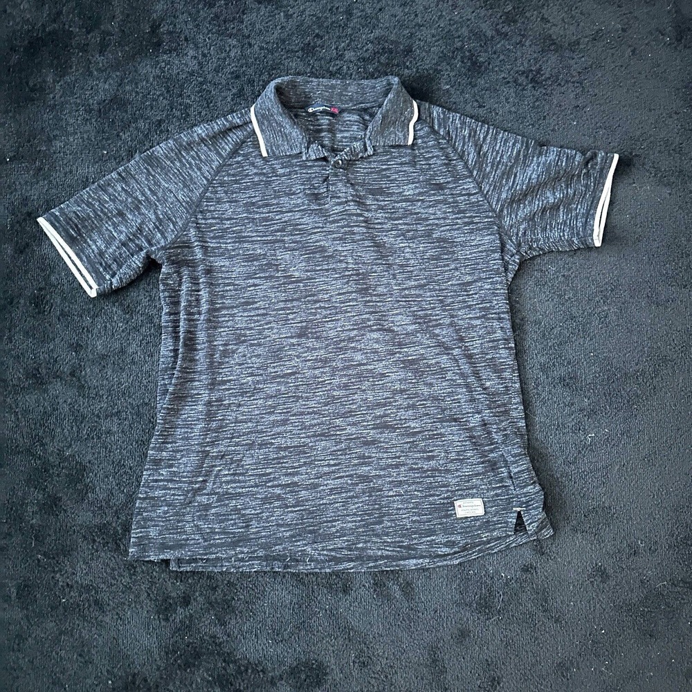 Champion Polo Shirt Womens Double XL Gray Space Dye Short Sleeve Athletic Top‎